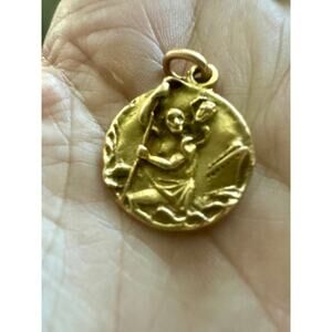 RARE VINTAGE 50's/60's 14K GOLD ST. CHRISTOPHER/STAR OF DAVID REVERSIBLE PENDANT